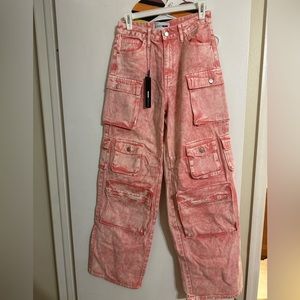 Pink high rise Cargo Pants